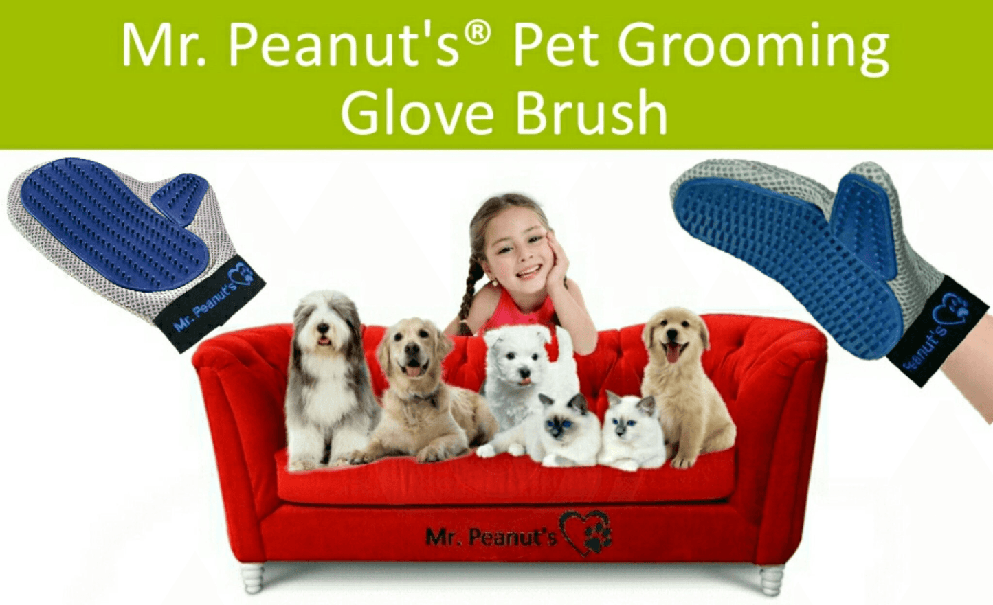 Mr. Peanut's Ultimate Pet Grooming Glove - Effortless Fur Removal Solution